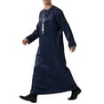 thumbnail image 1 of RXMEKW Long Sleeve Thobe for Men with Neck Zipper and Pocket, Arabic Style Casual Robe in Solid Color, 1 of 7