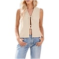 thumbnail image 1 of JGGSPWM Cardigan Sans Manches en Tricot Noué pour Femmes, Ouvert, Beige TG, 1 of 7