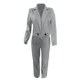 thumbnail image 5 of GILIGEGE Two Piece Sets for Women Women's Collar Striped Suit Set Short Suit Top Loose Casual Pants Set Grey Xxl, 5 of 6