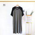thumbnail image 2 of fastboy Chemise de Nuit Homme Coton Raglan Vêtement de Nuit Léger Robe de Pyjama Respirante Col Rond Chemise de Nuit Noire/gris Foncé TTTTG, 2 of 9