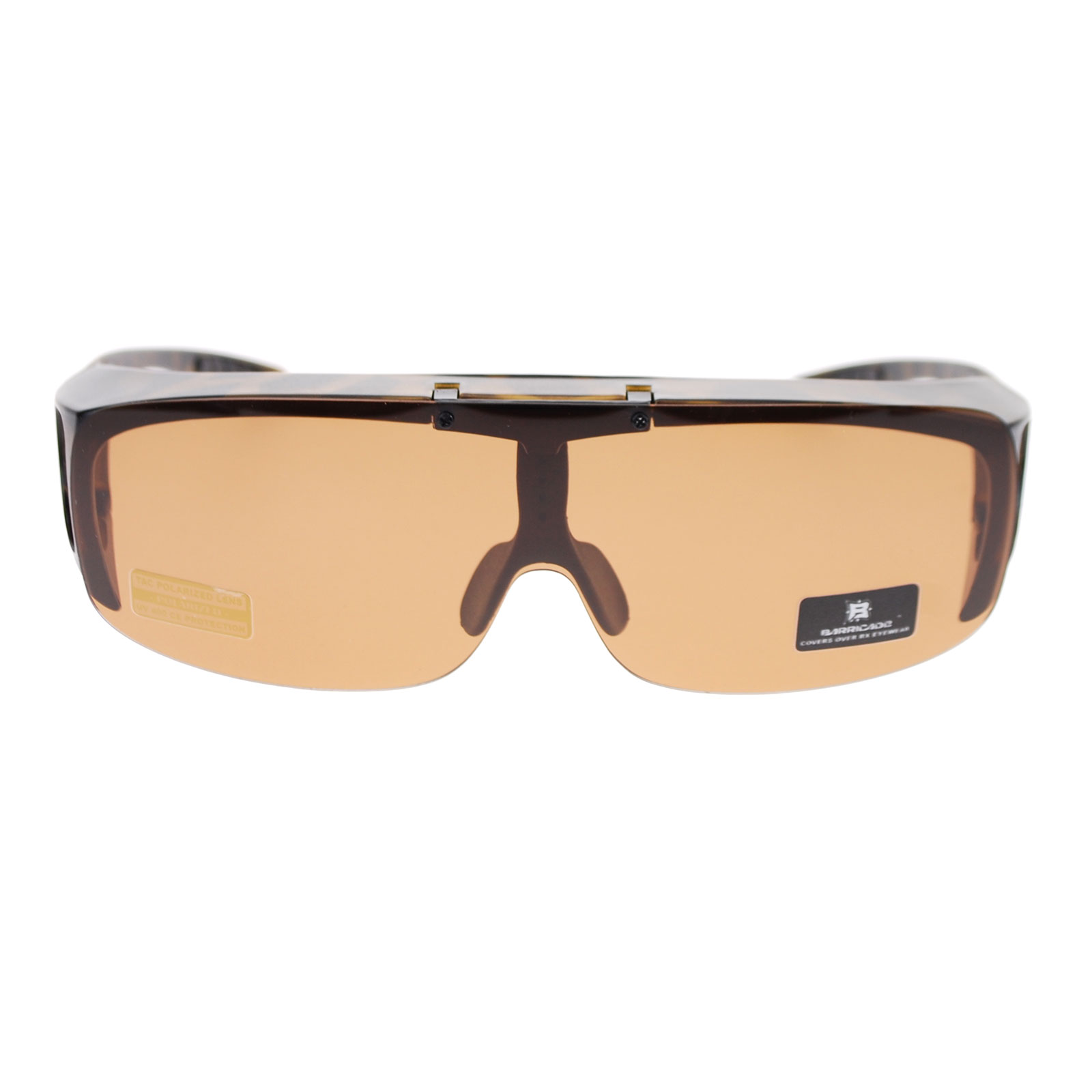 Barricade Large Mens Polarized Flip Up Fitover Sunglasses Tortoise Brown - image 2 of 3