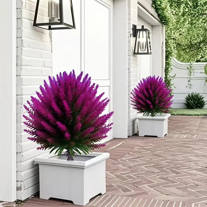 2 Pieces 18 Inch Anti-Ultraviolet Artificial Cedar Tree High-Grade Realistic Indoor Outdoor Conifer Needle Plant with Ground Stake for Gardens Porches and Paths Easy Install Low Maintenance