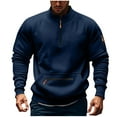 thumbnail image 2 of Mens Fleece Quarter Zip Pullover Sweatshirts Lightweight Long Sleeve Mock Neck Sweater Navy XL, 2 of 4
