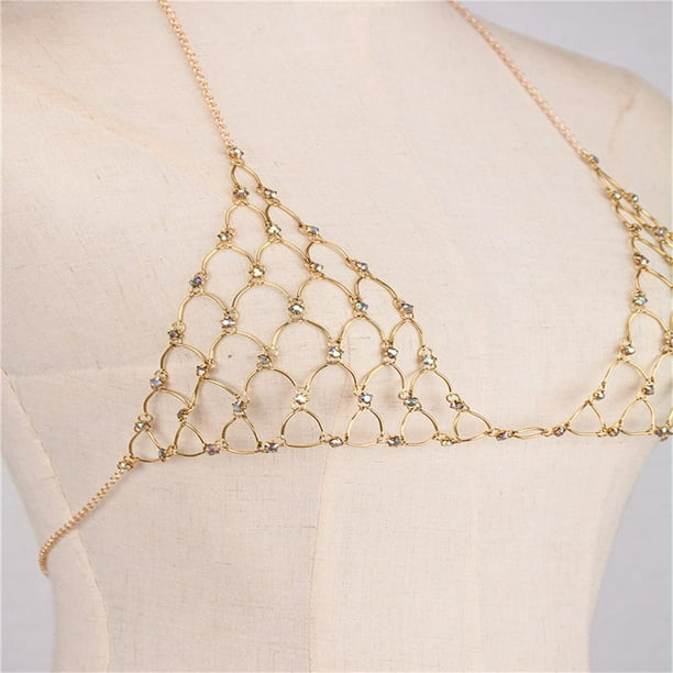 Bikini Arnés Lencería Metal Dorado Top Danza del vientre Walmart