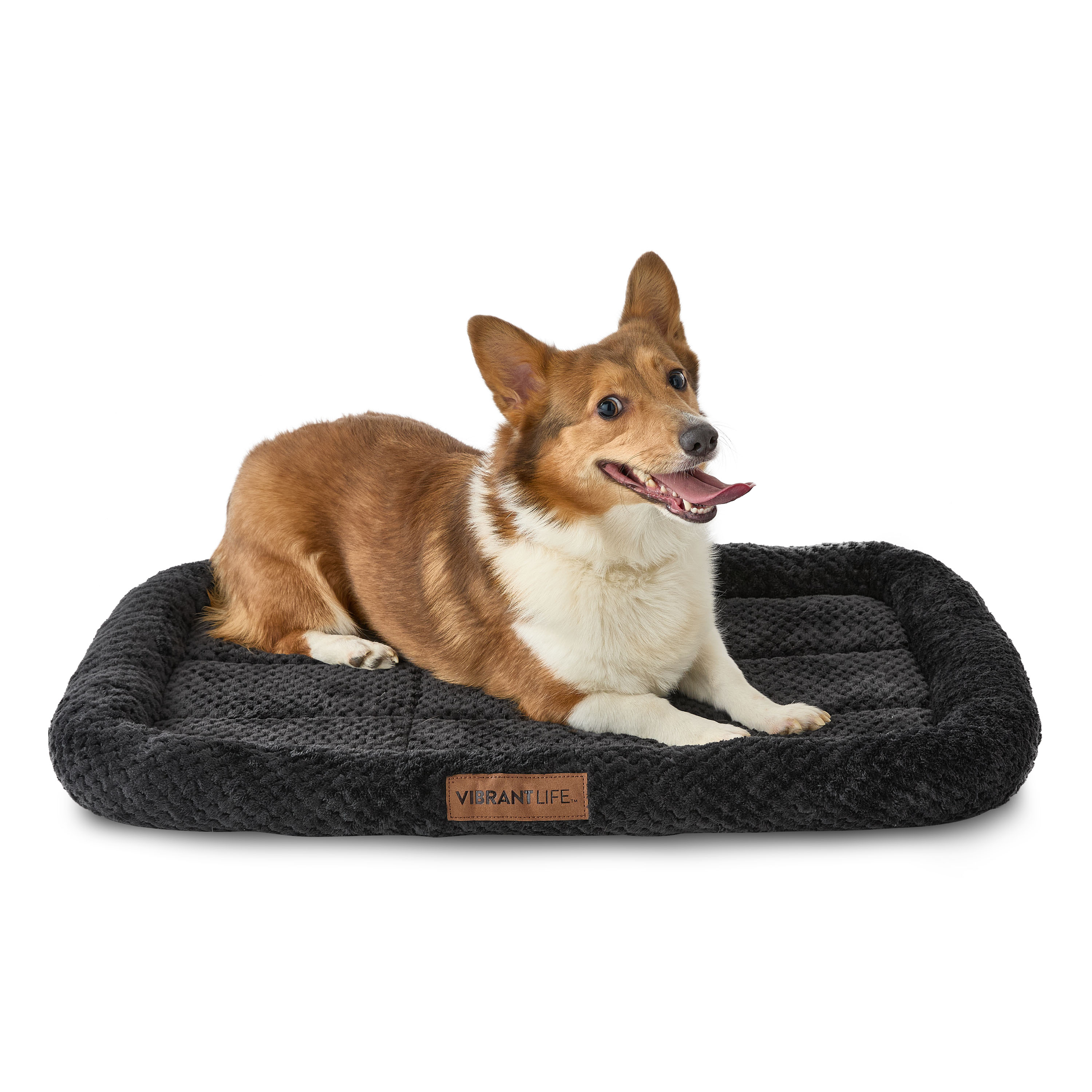 Vibrant Life Medium Cozy Luxe Crate Mat Pet Bed, Dark Gray, 30" x 20"