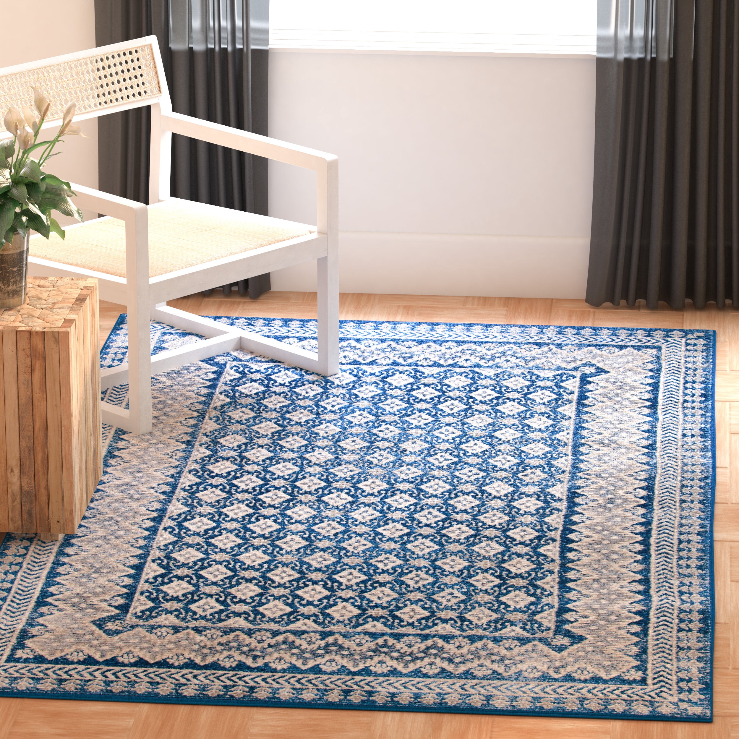 SAFAVIEH Brentwood Dory Geometric Area Rug, Navy/Beige, 10' x 13'