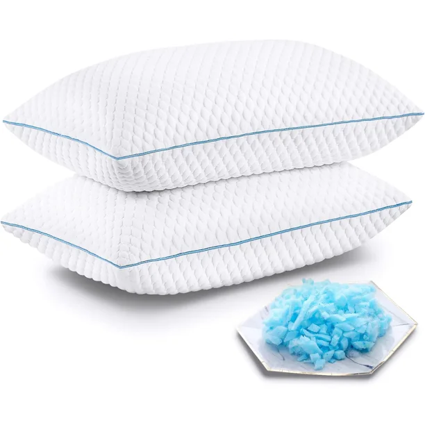 2 Pack King Size 20 x 36 Inches, Shredded Memory Foam Pillows, Bed