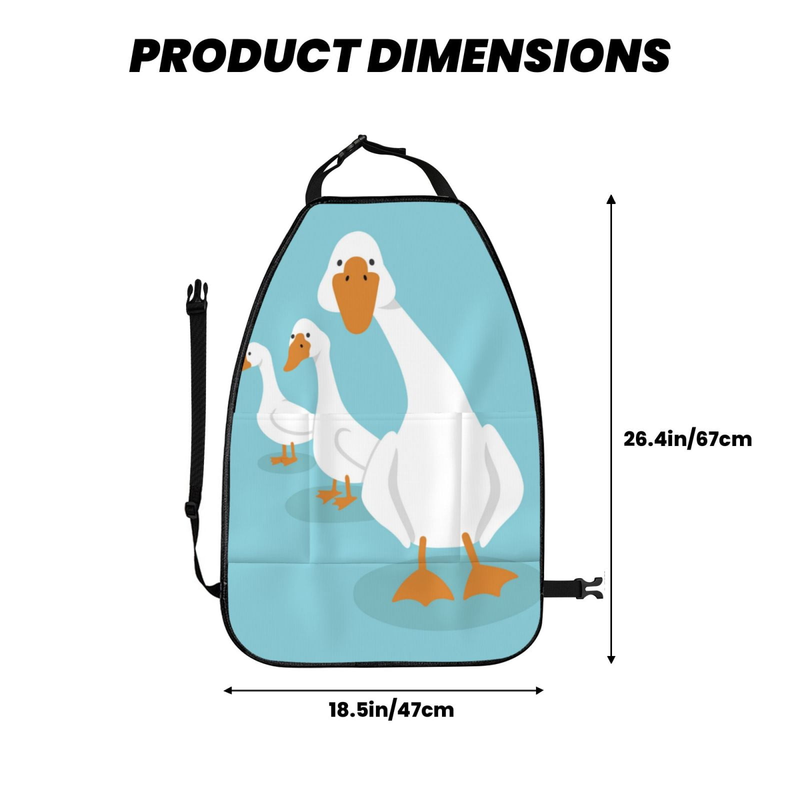 Kdxio Three White Geese Print 2 Pack Car Kick Mat Seat Cover Back Protector Mat with Pockets for Organizer Backseat Protector and Storage Anti Kick Pad for Vehicles