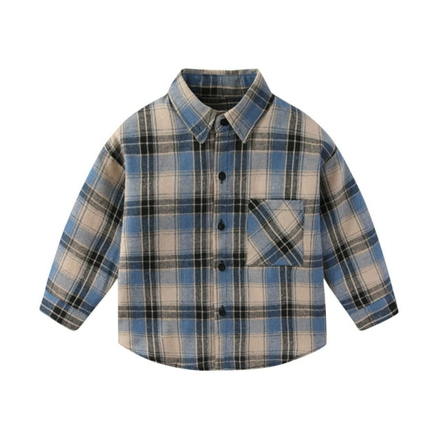 Tranfacy Chemises à Carreaux à Boutons pour Enfants à Manches Longues Col Rabattu Manteau d'Automne et Couche de Base