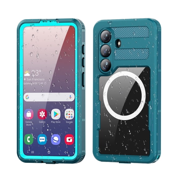 For Samsung Galaxy S26 Phone Case,2-in-1 FullBody Protection,Built-in Screen Protection,Lens Protector,Compatible with Mag-Safe,Waterproof Shockproof Anti-fall Non-slip Phone Case,Grassblue