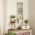 thumbnail image 3 of DecMode White Wood Small Panel Scroll Wall Decor with Black Metal Scrollwork, 3 of 17