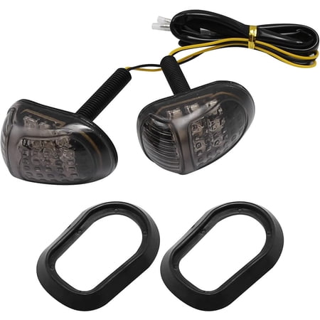 2x Motorcycle 9 LED Flush Mount Turn Signal Smoke Amber Lights Blinker Indicator Universal