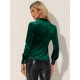thumbnail image 3 of Blusa de Trabajo Informal de Manga Larga con Cuello de Corbata de Terciopelo Allegra K Verde Oscuro S, 3 of 6