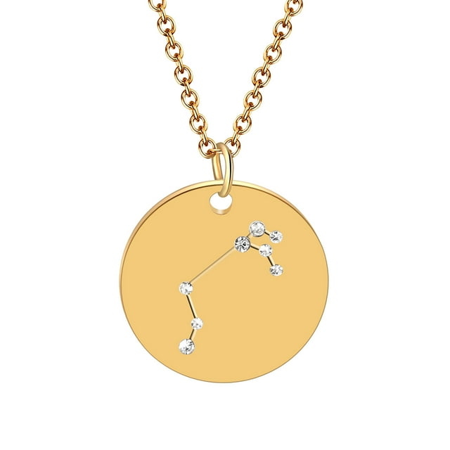 WREESH Collier Mode 12 Constellations en Acier Titane Clouté de Diamants