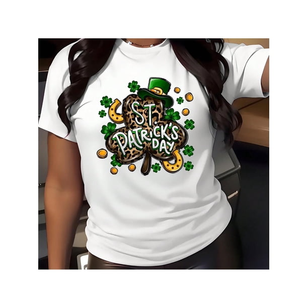 Camiseta con estampado del Día de San Patricio para hombre y mujer, cuello redondo, algodón, manga corta, deportiva, ideal para fiestas, disfraces y ocio.