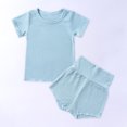thumbnail image 2 of ibuvkizy Baby Girl Clothes,Toddler Girl Short Clothing Sets,Kids Fashion Cute Solid Color Short Sleeve High Waist Shorts Cotton Casual Suit,Summer Casual Top Tee Shirts,Gifts for Her, 2 of 8