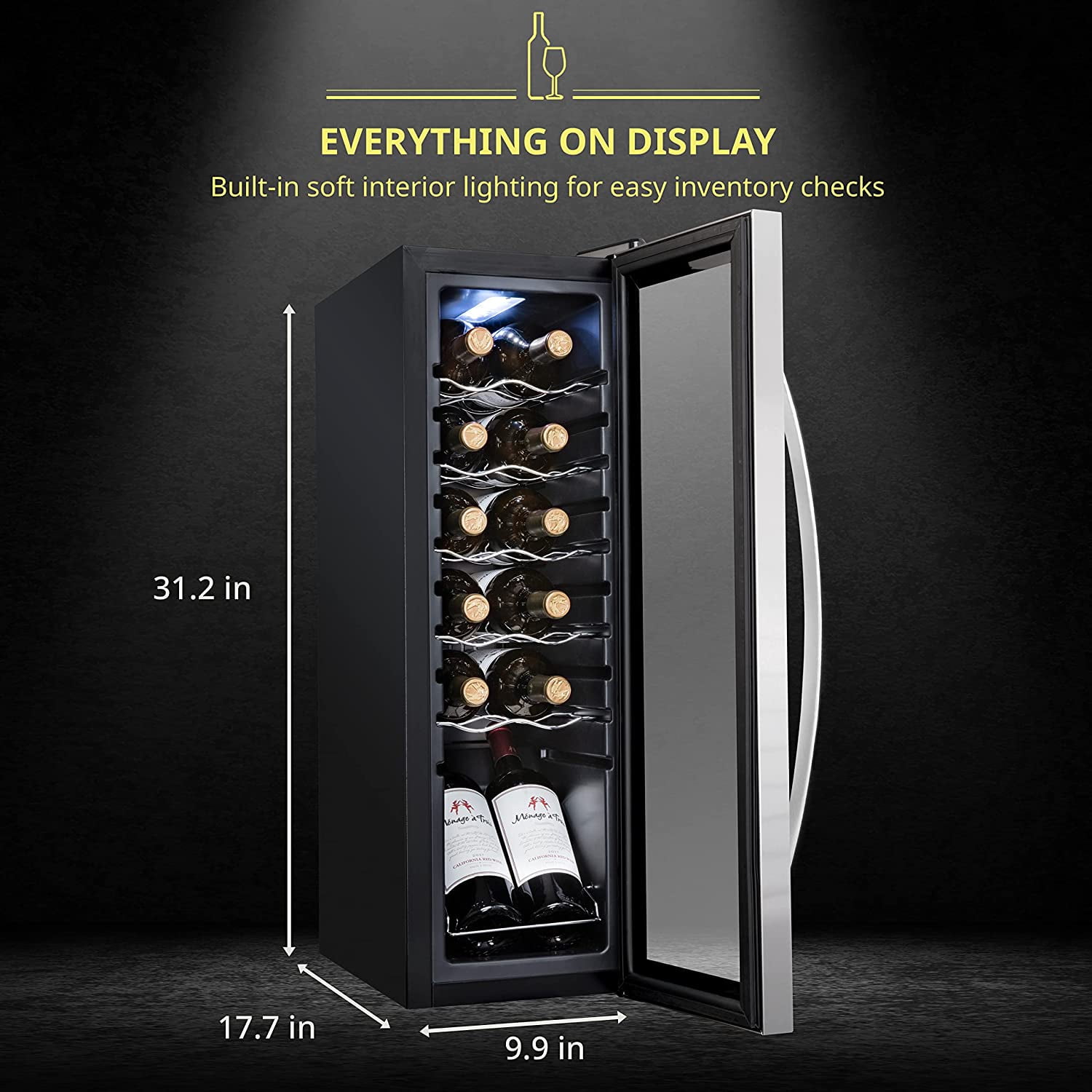 Schmecke 12-Bottle Beverage Cooler - Compact Wine & Drink Refrigerator