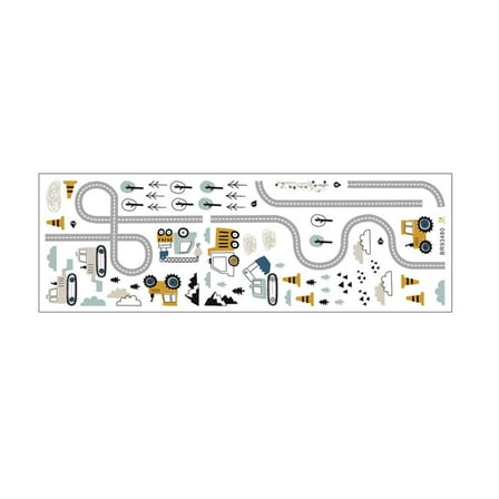 Cartoon Wall Stickers for Boys Room Decoration Traffic Track Cars Truck Tractor' L59C