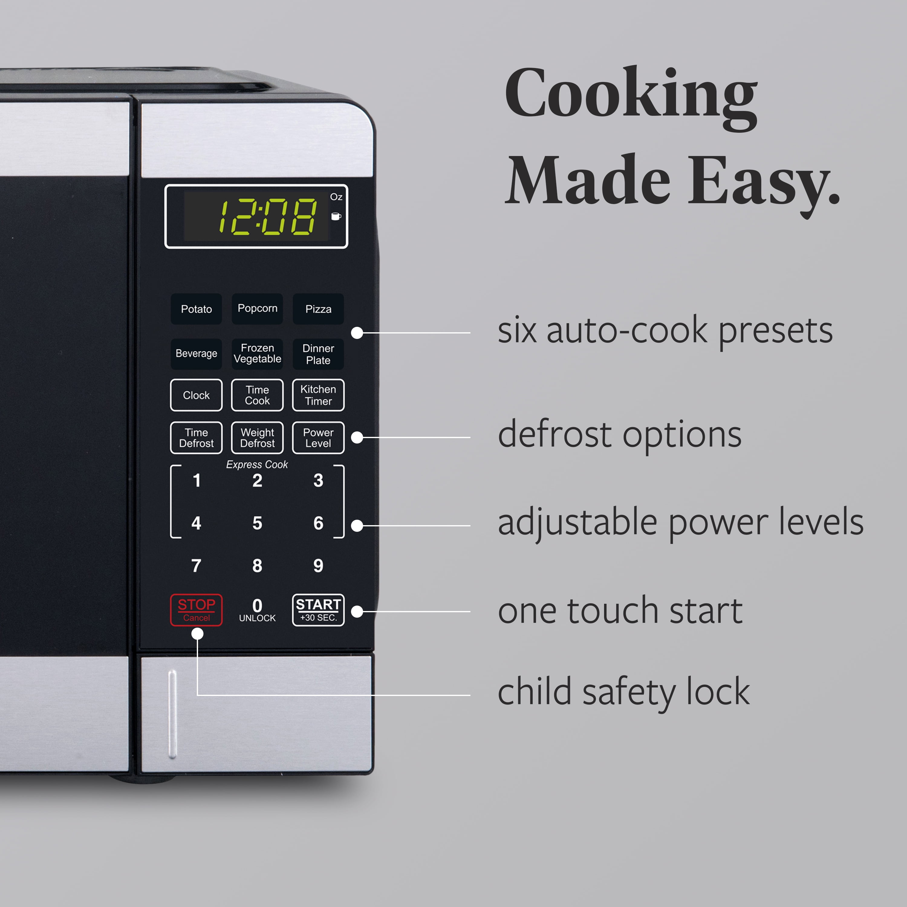 Farberware 0.7 cu ft Microwave Oven, 700W Compact Microwave Oven with Smart Sensor, Stainless Steel