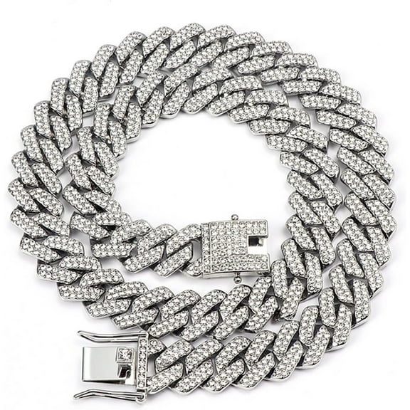 Cuban Quality Chain Necklaces, Iced Out Miami Bling Diamond Hip Hop Jewelry Silver/Gold Link for Men Women[p853]