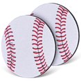 thumbnail image 1 of 2pcs Round Coasters for Truck Cup Holder Insert Decorative Car Accessories Baseball Theme Cute Design, 1 of 2