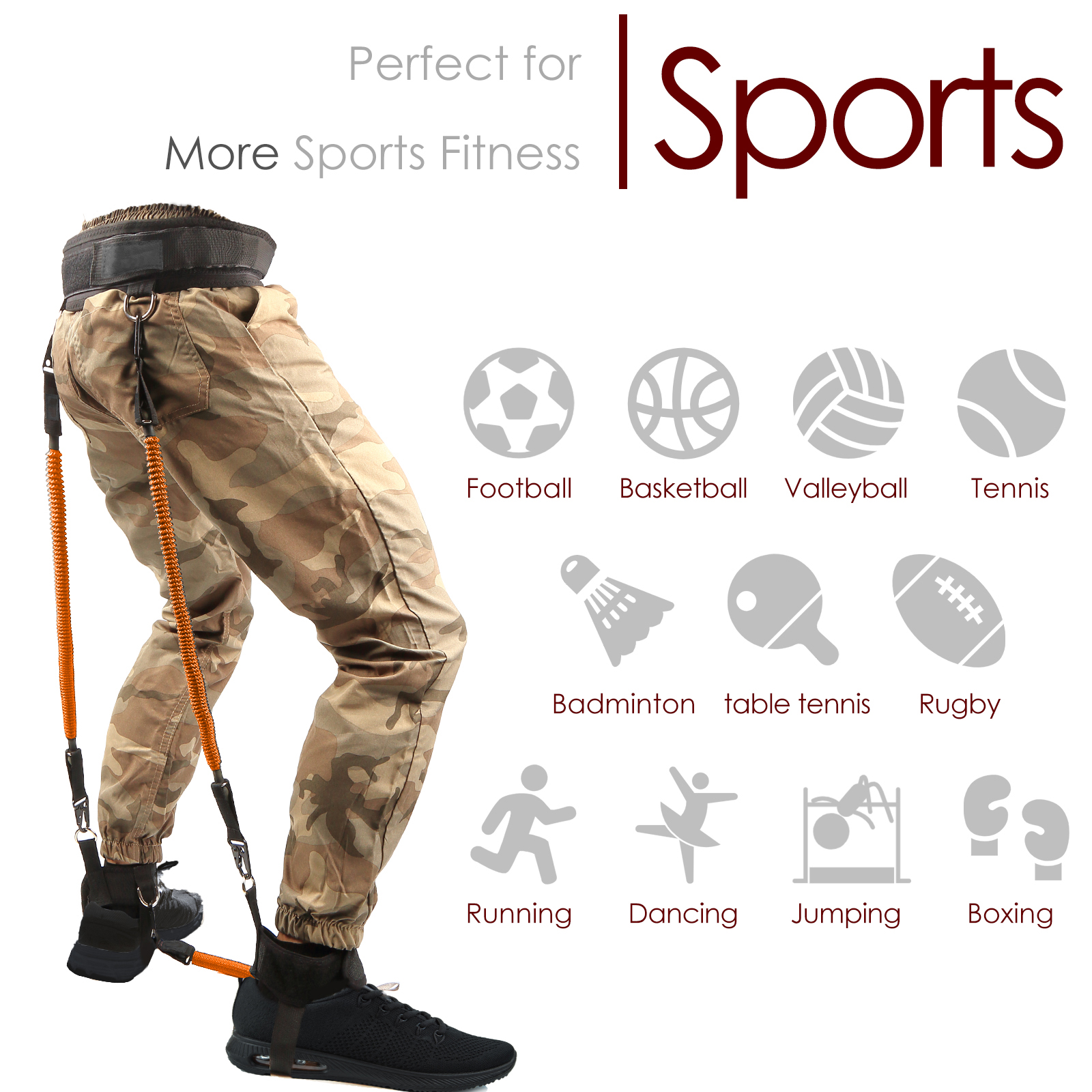 Ueasy Vertical Jump Trainer with Resistance Bands, Ankle Straps & Waist Belt - for Boxing, Basketball, Football Training (60LB-150LB Options)