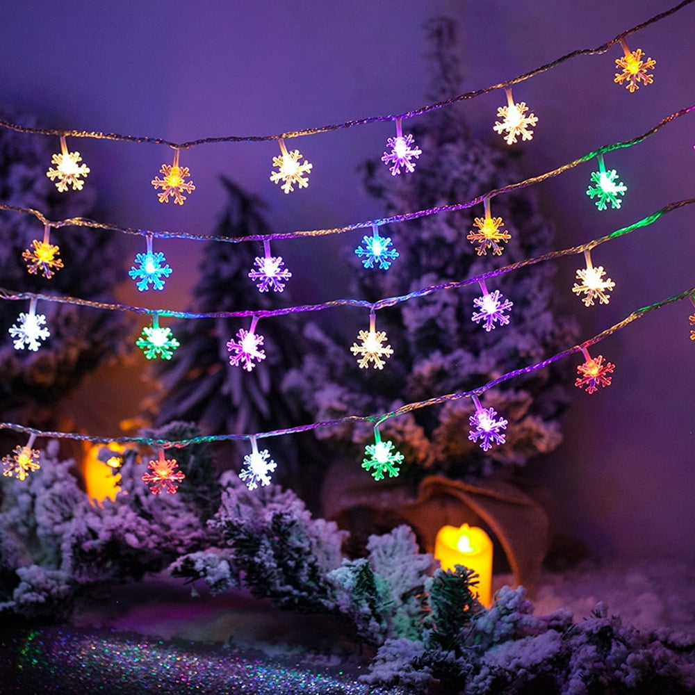 10 20 40 LED Fairy String Lights Snowflake Xmas Hanging Room Party Decorations 
