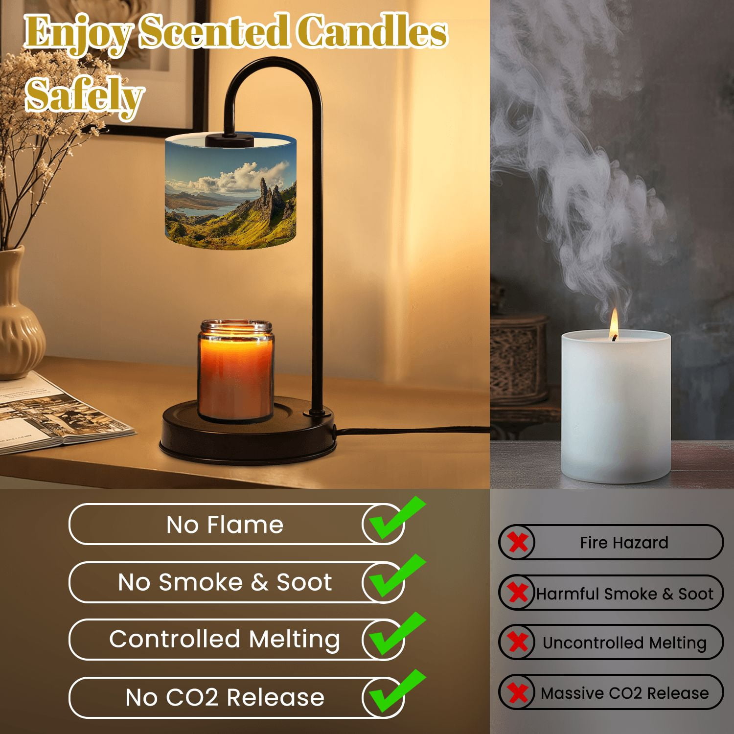 Candle Warmer Lamp with Timer Dimmer View Old Man Isle Skye Highlands Landscape Candle Lamp Warmer for Jar Candle with 4 Bulbs Gifts for Women House Warming Gifts
