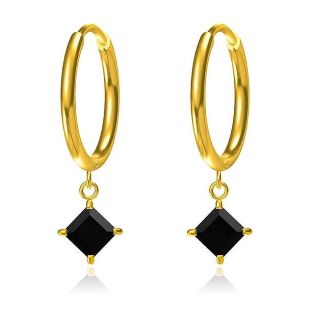 Nvzi Pendientes - Pendientes colgantes exquisitos, pendientes de mujer con circonitas, color negro
