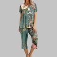 thumbnail image 2 of yievot Lounge Sets for Women Floral Printed Short Sleeve Shirts and Capri Pajamas Sets 2 Piece Sleepwear Loungewear, 2 of 5