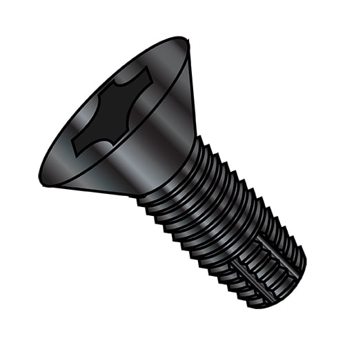 10-32X3/4 Phillips Flat Thread Cutting Screw Type F Fully Threaded Black Oxide (Pack Qty 7,000) BC-1112FPFB