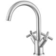 thumbnail image 3 of Ancona Ava Series Robinet de Salle de Bain à Poignée Croisée à Trou Unique Finition Nickel Brossé, 3 of 6
