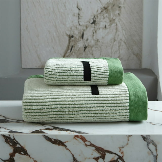 Juego de 2 toallas de baño en marrón, gris y verde | Toallitas suaves, gruesas, absorbentes y de secado rápido para hombres y adultos | Toalla de baño grande de 70 x 130 cm y toalla envolvente de 33