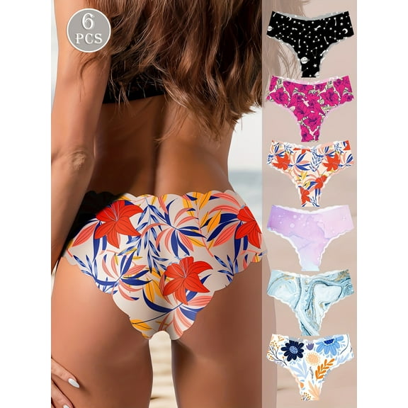 Printed Women's Underwear, Low-Rise Seamless One-Piece Panties