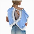 thumbnail image 2 of Sgkm Teen Girl Shirts Open Back Crop Short Sleeve Workout Tee for Casual Athletic Gym Summer Running Blue 11-12 Years, 2 of 7