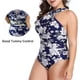 thumbnail image 3 of Trajes de baño para mujer Traje de baño de una pieza con control de abdomen y espalda cruzada al frente Traje de baño, 3 of 5