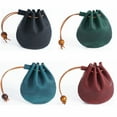 thumbnail image 6 of Genuine Leather Dice Coin Bag Pouch Medieval Renaissance Brown Drawstring Small, 6 of 10