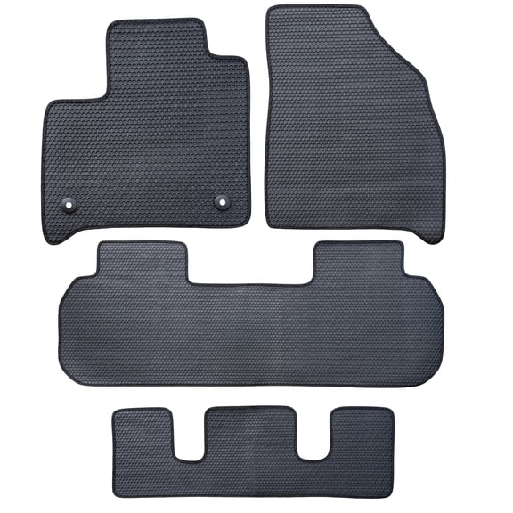 All Weather Floor Mats for 2018 to 2024 Chevrolet Traverse with Driver Heel Pad and Safety Locks, Front, Rear and 3rd Row Seat