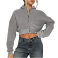 thumbnail image 1 of MeetoTime Chandails à Capuchon pour Femmes Chandails en Molleton Courts à Fermeture Éclair Complète Vestes Décontractées Confortables Tenues d'Automne, 1 of 7
