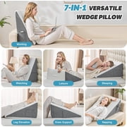 10 inch Foam Wedge Pillow for Sleeping ,Triangle Bed Wedge Pillow for Headboard ,Soft Memory Foam & Washable Cover