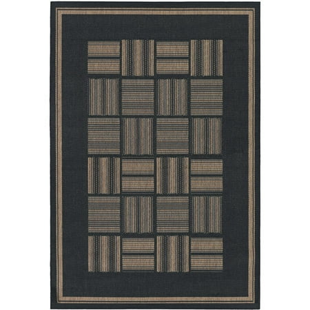 Couristan Recife Bistro Flat Woven Indoor/Outdoor Rug, Black and Cocoa, Multiple Sizes