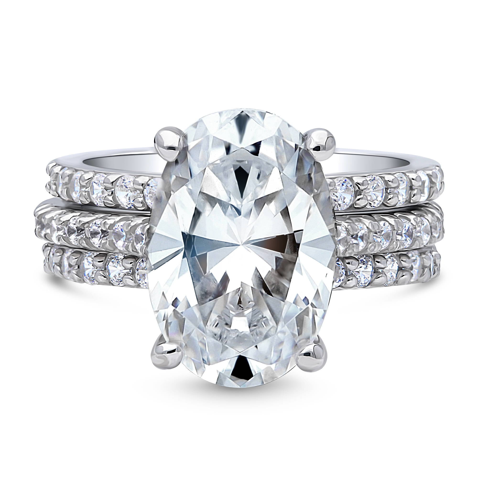 BERRICLE Sterling Silver Solitaire Wedding Engagement Rings 5.5 Carat Oval Cut Cubic Zirconia CZ Ring Set for Women, Rhodium Plated Size 8.5