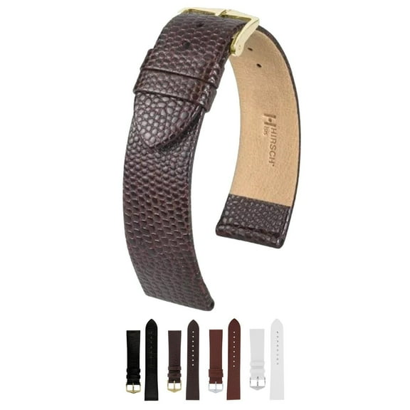 HIRSCH Medea Leather Watch Strap with Stainless Steel buckle - Brown - 16mm (L)