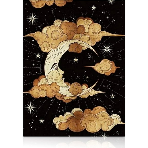 DIY 5D Diamond Painting Kit (For Adults) Diamond Painting "Moon and Stars" - Full Diamond Crystal Rhinestone Embroidery Craft Kit, Can Be Used as Gift, Wall Decoration