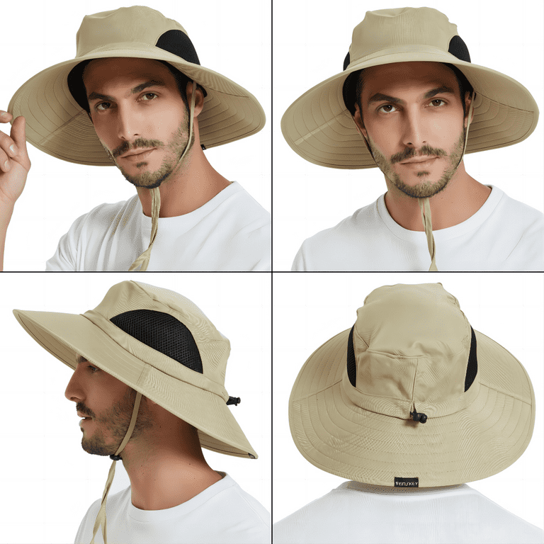 EINSKEY Sun Hat for Men Women,Boonie Hat Fishing Hiking Safari Beach,Waterproof  Wide Brim Bucket Hat Khaki 