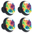 4 Packs Colorful Tie Dye Crystal Knobs, Black Dresser Knobs