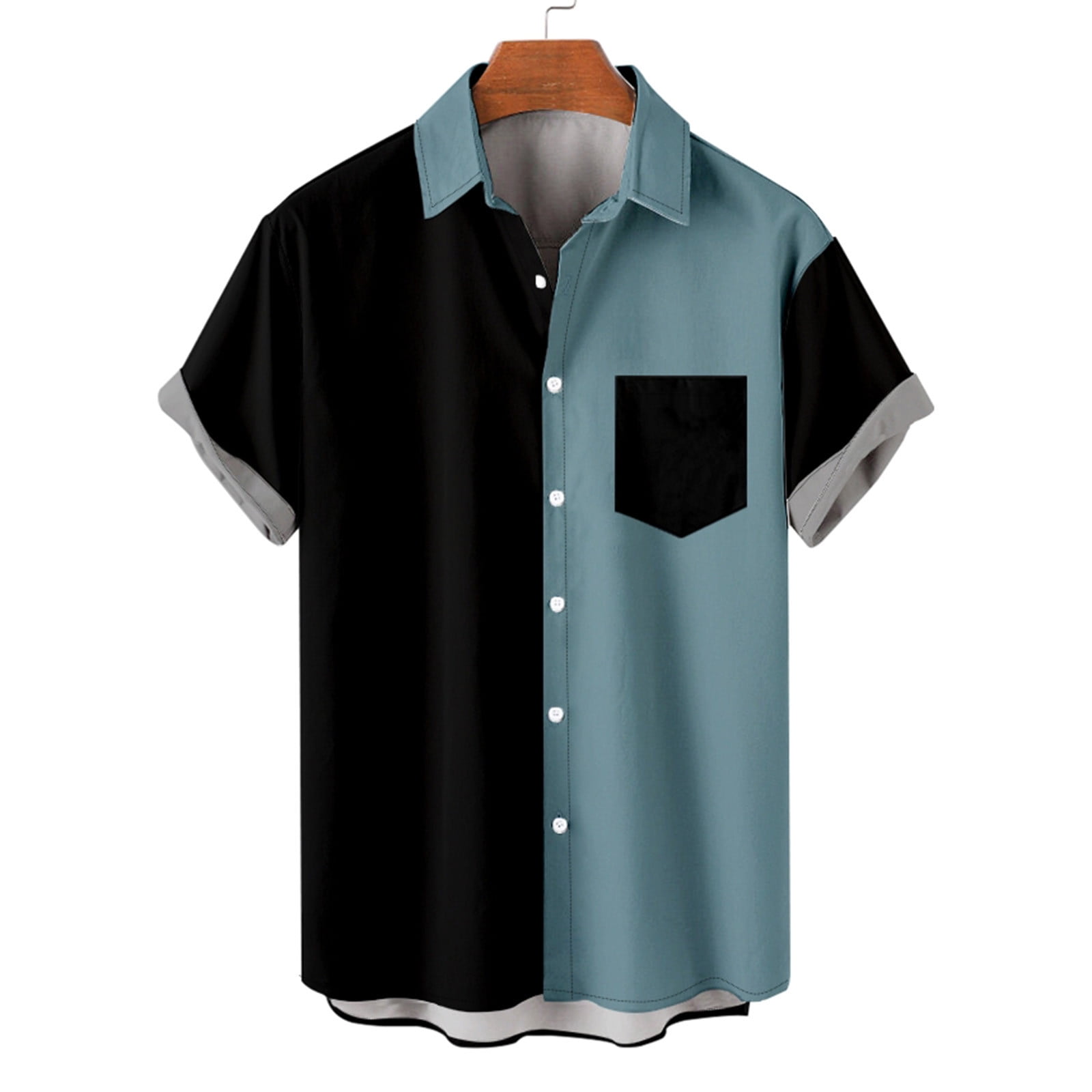 Zkozptok Men's Casual Shirts Short Sleeve Button Down Lapel