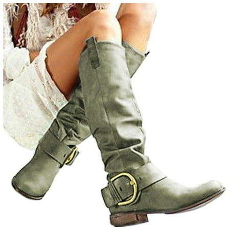 

HGWXX7 Women s Ladies Fashion Knee High Riding Boots Boots Thick Heels Leather Shoes Fall Shoes