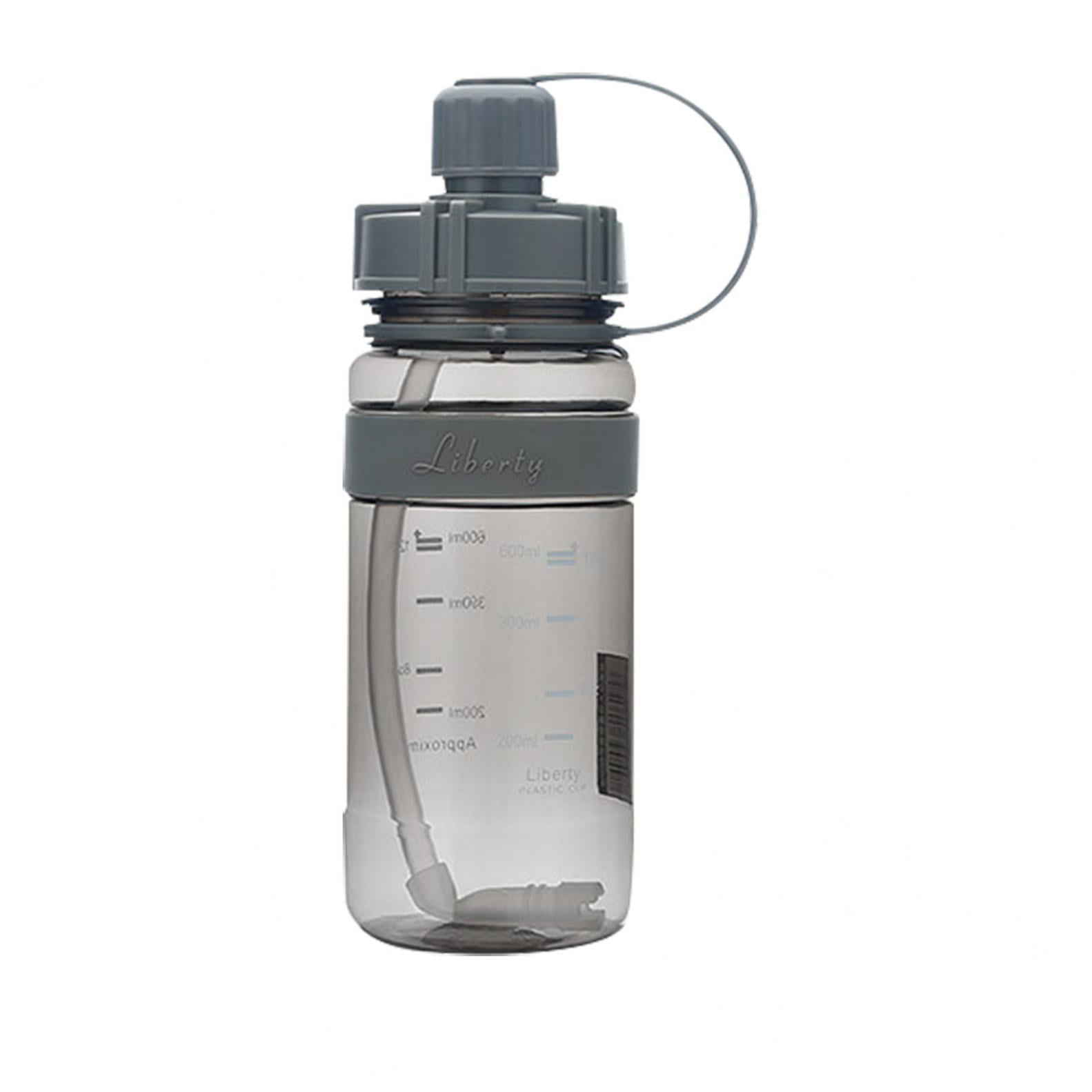Silver Rim with Straw Plastic BPA Free Black Tritan Plain Water Bottle
