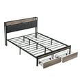thumbnail image 5 of Miekor Queen Size Metal Platform Bed Frame with upholstery storage function Headboard and USB LINER and Footboard with drawers , No Box Spring Needed, Large Under Bed Storage, Easy Assemble W5U402, 5 of 9